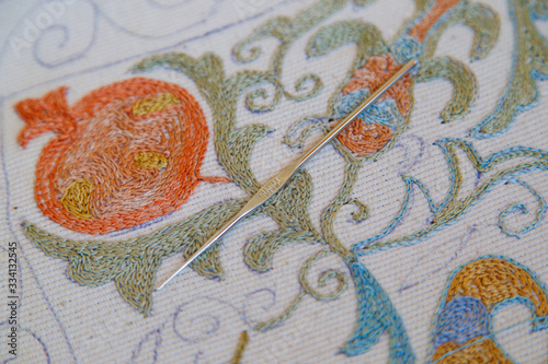 Suzani is a type of embroidered and decorative tribal textile made in Uzbekistan