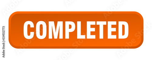 completed button. completed square 3d push button