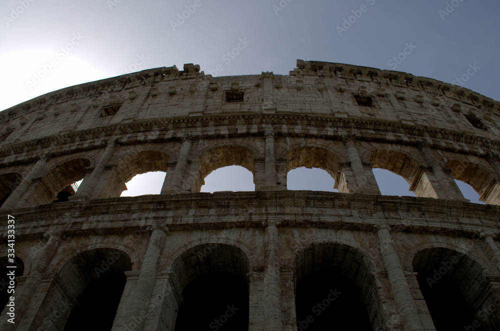 Roman Colosseum against the blue sky 