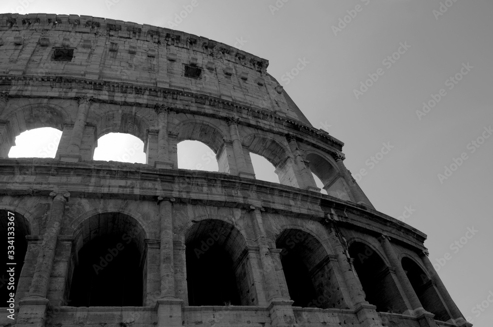 Roman Colosseum black and white photo 