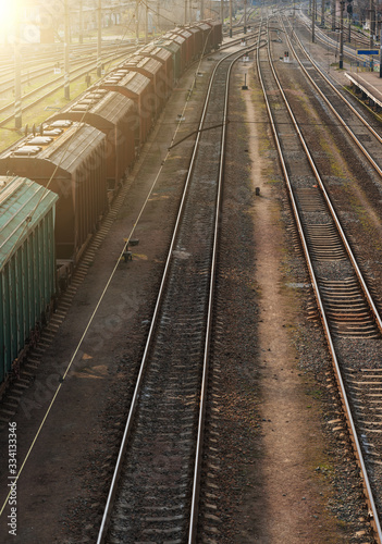 Railway junction wih freight train