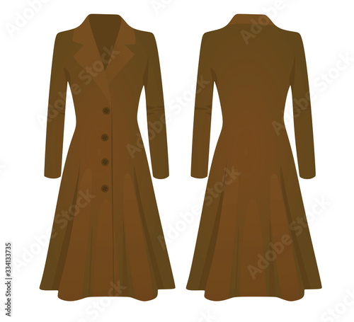 Woman brown coat. vector illustration