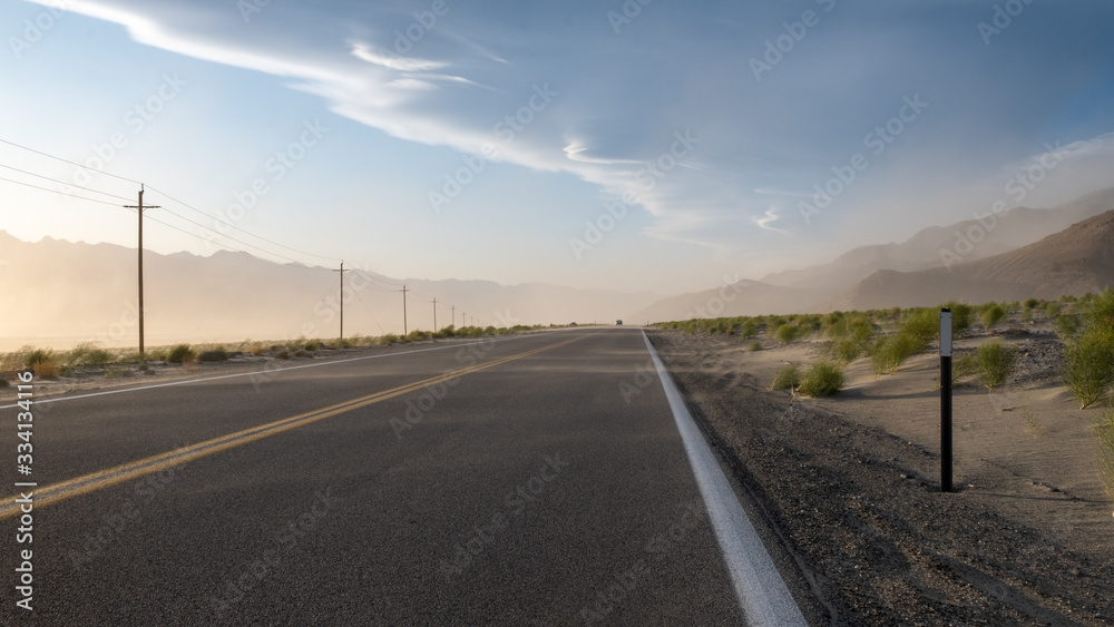 Sunset and sandstone on a road, california Sunset and sandstone on a road, california