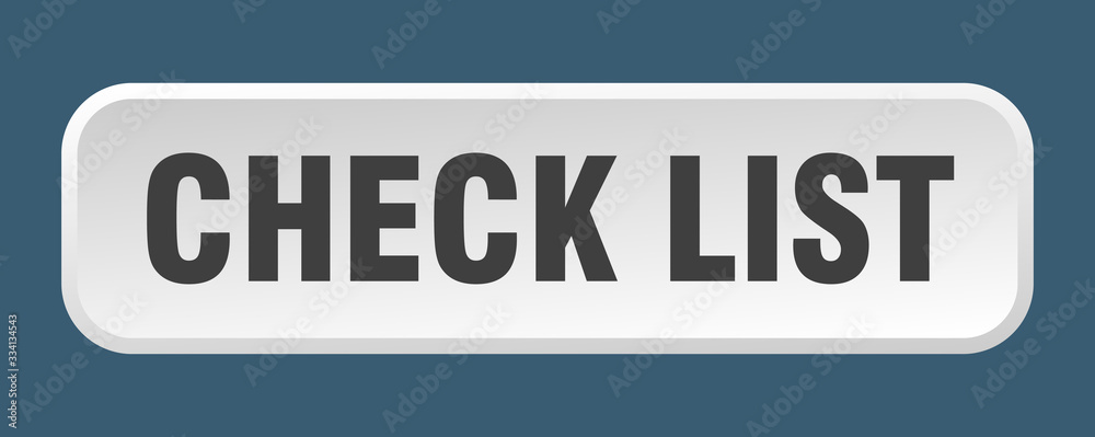 check list button. check list square 3d push button check list button. check list square 3d push button