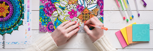 Stampa su tela Adult coloring book, stress relieving trend