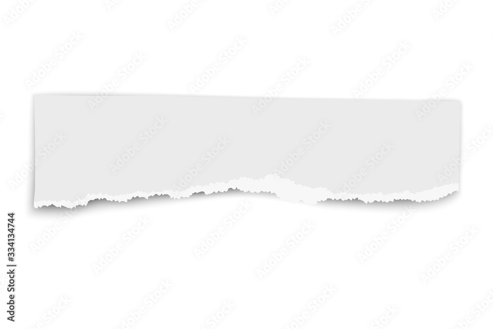 White vector oblong paper tear with soft shadow placed on white background White vector oblong paper tear with soft shadow placed on white background
