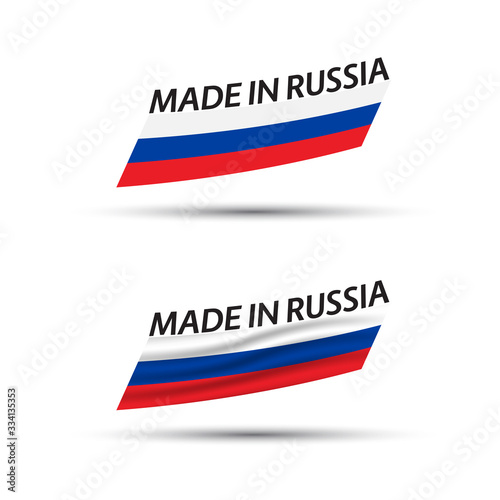 Free Download Two modern colored vector flags with Russian tricolor isolated on white background, flags of Russia, Russian ribbons, Made in Russia - GFXLoad
