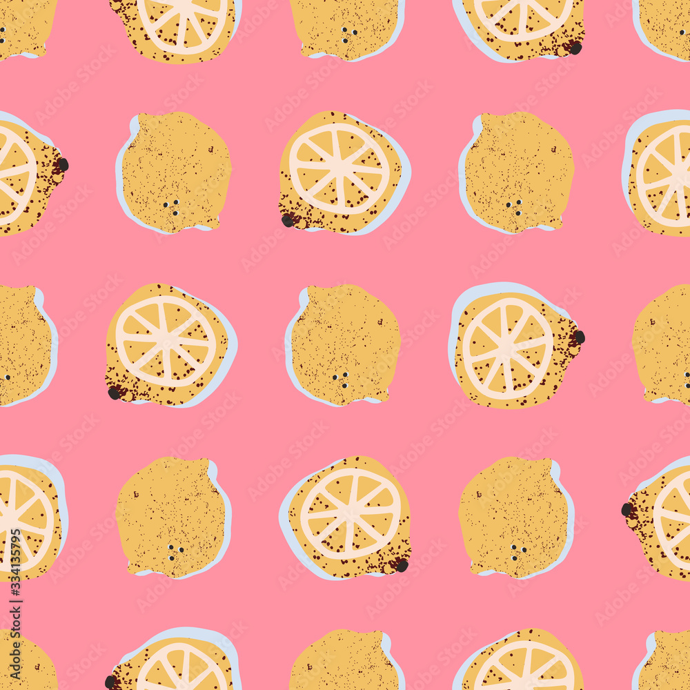 Hand-drawn lemons seamless pattern in vector Hand-drawn lemons seamless pattern in vector