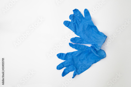 Protective gloves on the white background with copy space