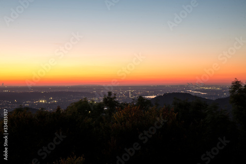 Skyline over the Rhine into a German low mountain range at sunset © Lato-Pictures