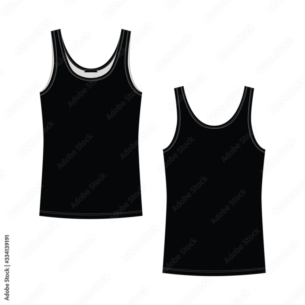 Technical sketch black tank top for girls isolated on white background. Woman underwear. Technical sketch black tank top for girls isolated on white background. Woman underwear.