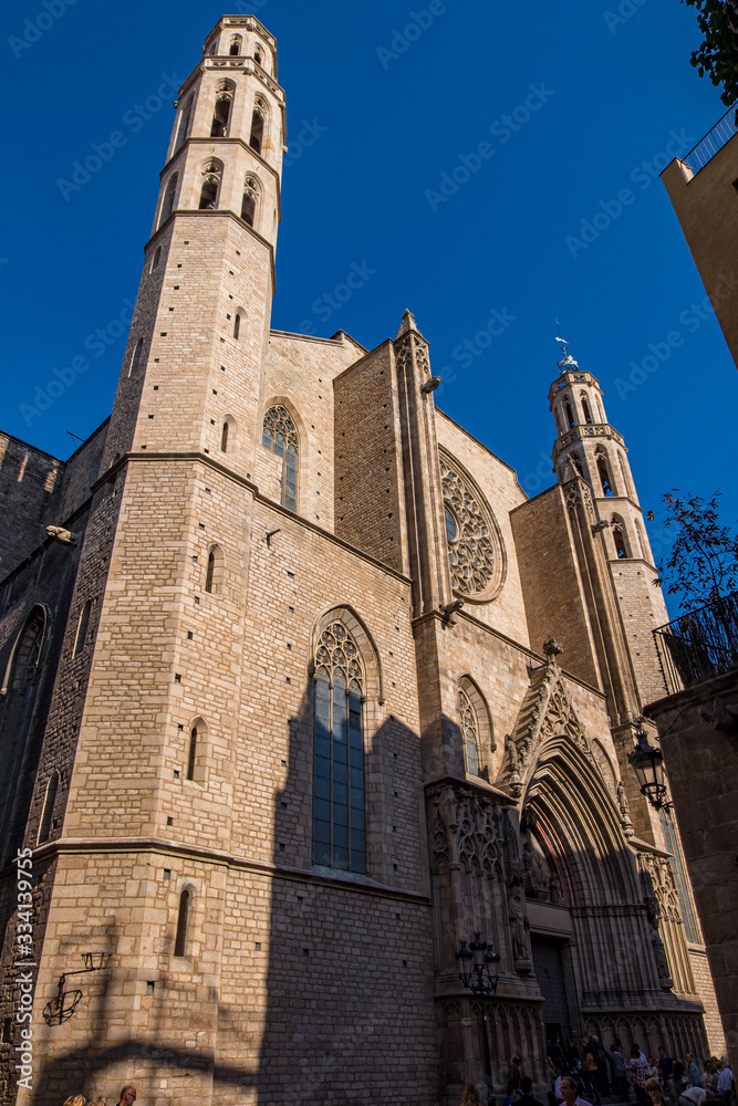 Santa Maria del Mar church in Barcelona city, Catalonia, Spain.