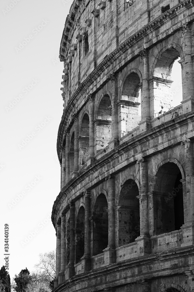 One of the facades of the great colosseum in rome