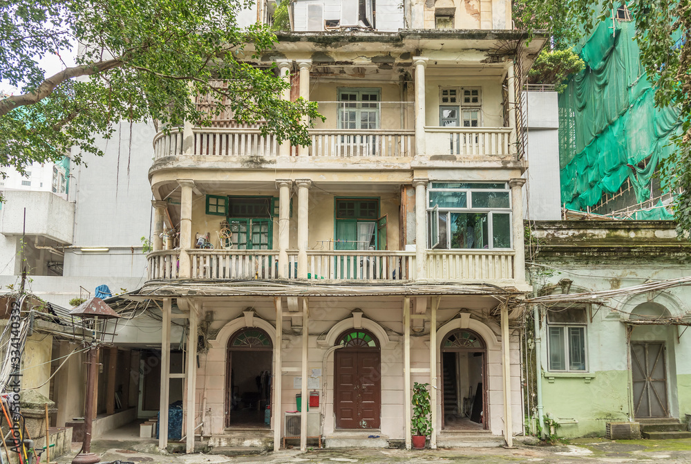 old residential building in Hong Kong city old residential building in Hong Kong city