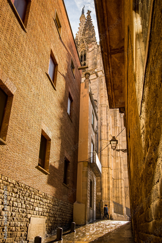 Gothic quarter in Barcelona city, Catalonia, Spain.