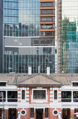 Old and new buildings in Hong Kong city