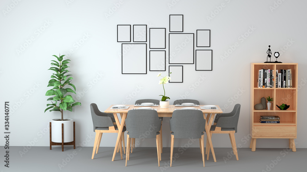 3D rendering simple style indoor dining table 3D rendering simple style indoor dining table