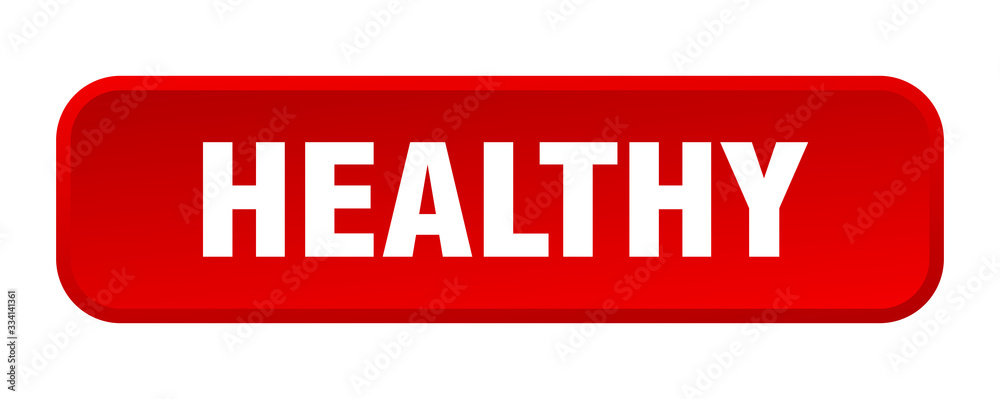 healthy button. healthy square 3d push button