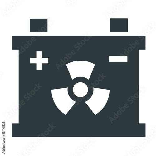  radioactive battery black icon on white background