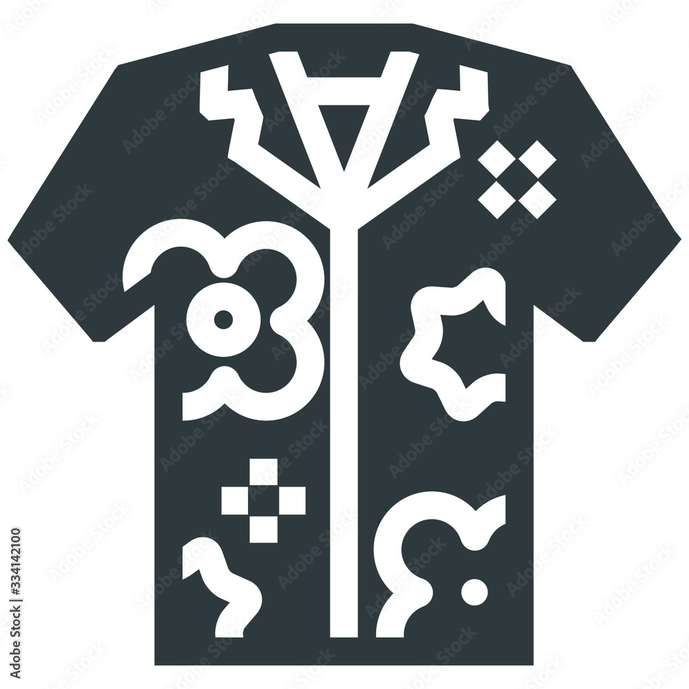 hawaiian shirt black icon on white background hawaiian shirt black icon on white background
