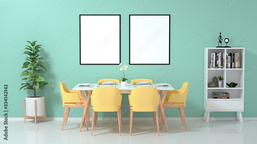 3D rendering simple style indoor dining table 3D rendering simple style indoor dining table