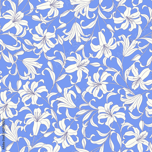 Seamless vector pattern of a beautiful flower 