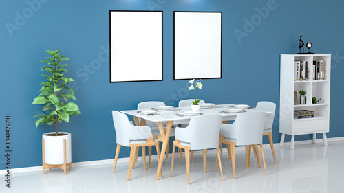 3D rendering simple style indoor dining table
