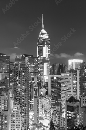 Skyline of downtown of Hong Kong city at night