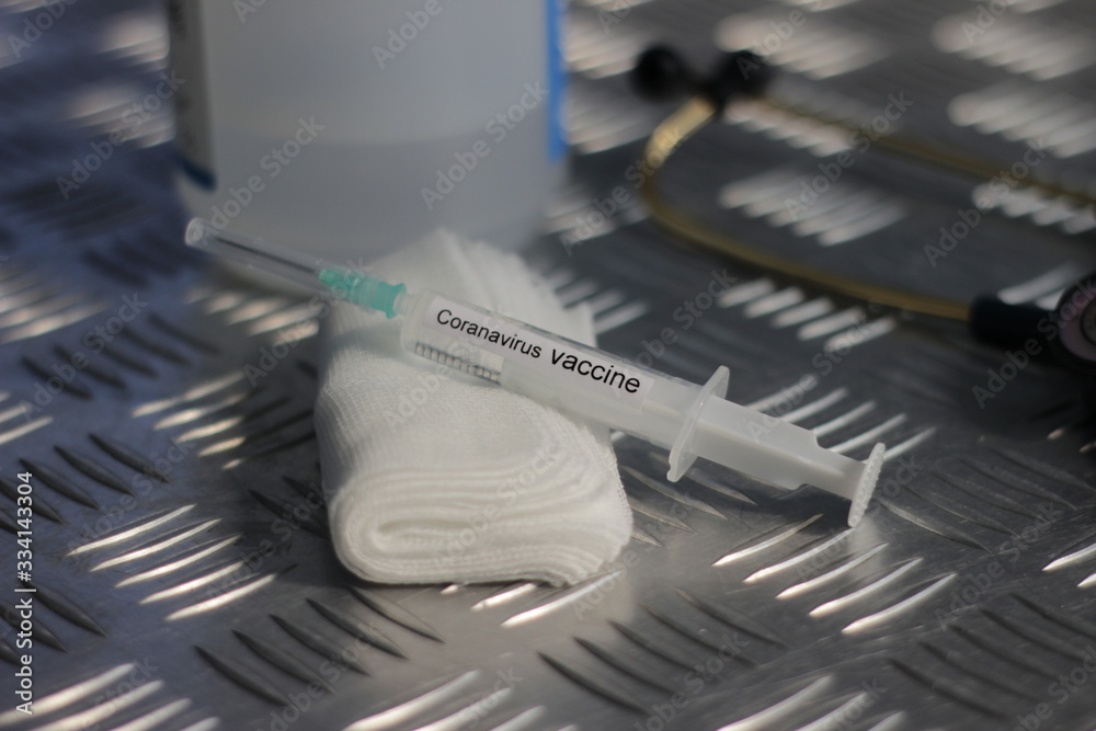 a syringe that labelled it a coronavirus vaccine. 