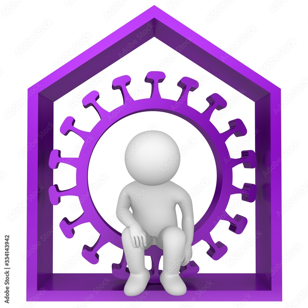Stay home quarantine isolation sign purple symbol Coronavirus Covid-19 icon 3d Stay home quarantine isolation sign purple symbol Coronavirus Covid-19 icon 3d