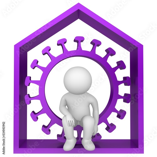 Stay home quarantine isolation sign purple symbol Coronavirus Covid-19 icon 3d