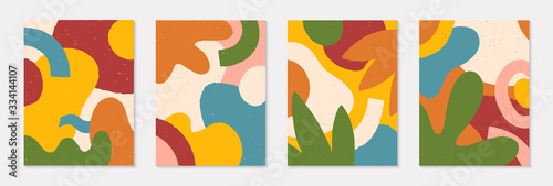 Set of modern vector collages with hand drawn organic shapes,textures and graphic elements.Trendy contemporary design perfect for prints,flyers,banners,invitations,branding design,covers and more