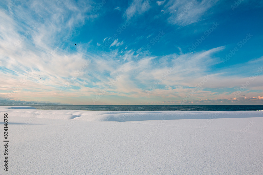 fresh snow and seascape