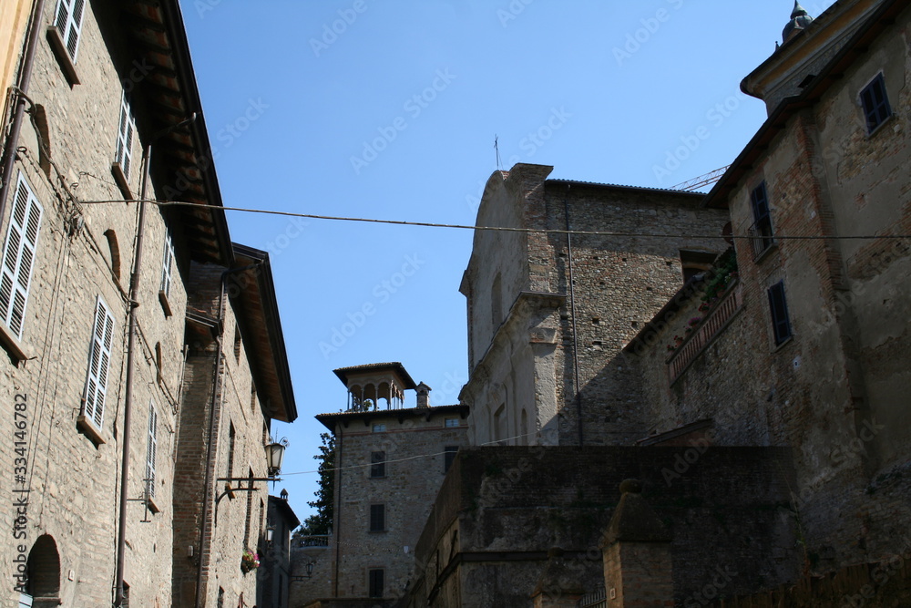 Castell'Arquato, Italy : view of a street in town center
