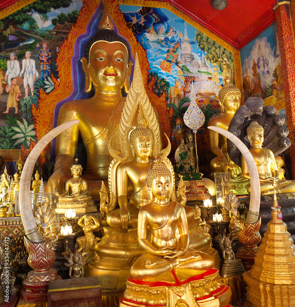 Buddha statues at Wat Phra That Doi Suthep in Chiang Mai, Northern Thailand