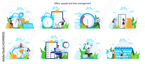 Business people work effectivity and planning set. Productive time