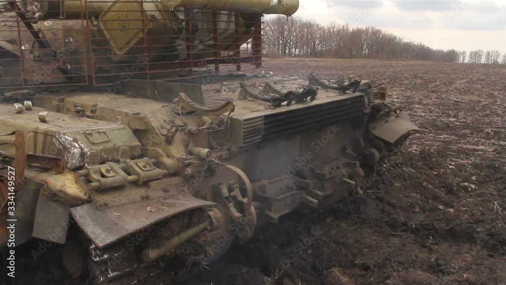 Tank exercises at the training ground. Shots of tanks in motion. Tank exercises at the training ground. Shots of tanks in motion.