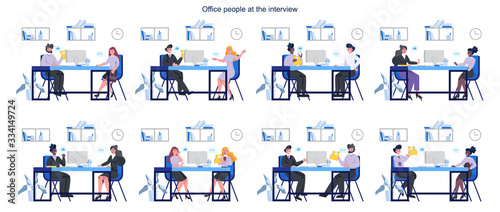 People on a job interview set. Idea of business company
