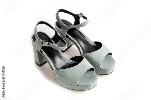 women's shoes on a white background isolated. Copy space text.