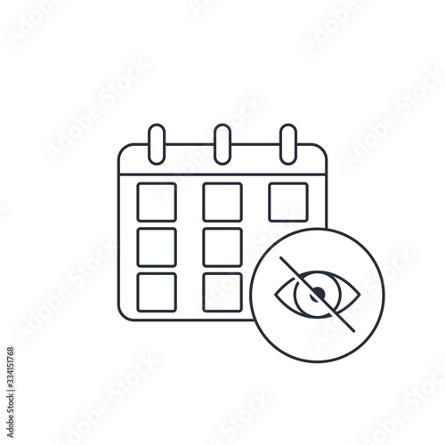 Calendar, blindness. The unknown. Event planning, work schedule. Vector linear icon isolated on white background.