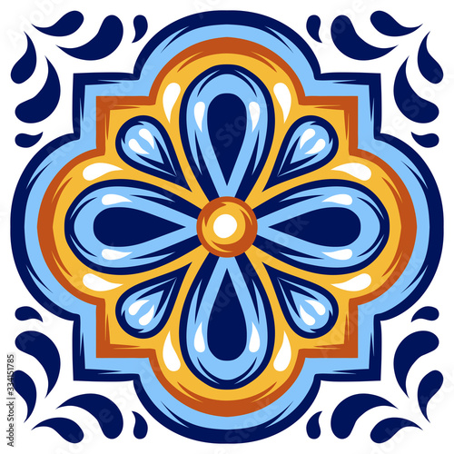 Italian ceramic tile pattern. Mediterranean porcelain pottery.