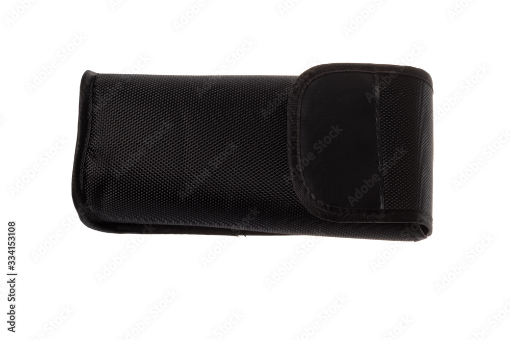 Protection textile fabric case holder for DSLR falshlight, isolated on white background Protection textile fabric case holder for DSLR falshlight, isolated on white background