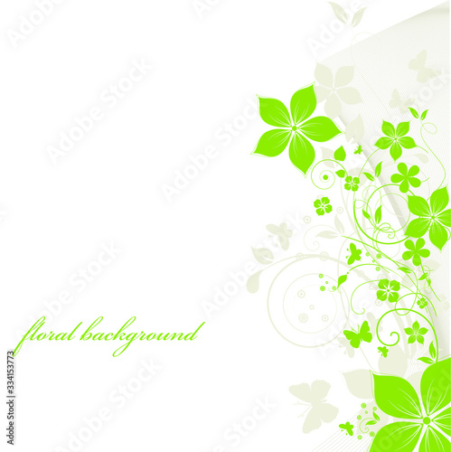 background with green leaves and flowers