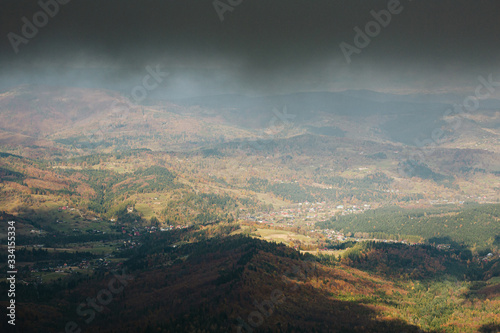Fototapeta Naklejka Na Ścianę i Meble -  Beautiful autumn foggy Babia Gora