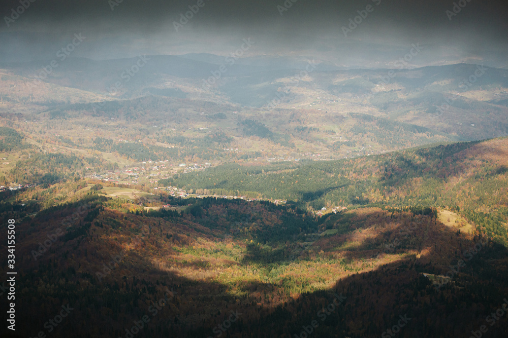 Beautiful autumn foggy Babia Gora Beautiful autumn foggy Babia Gora