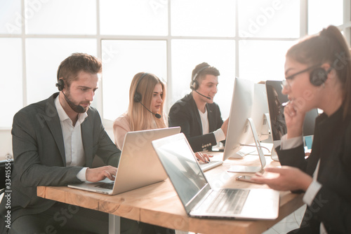 call center operators communicating with customers online.