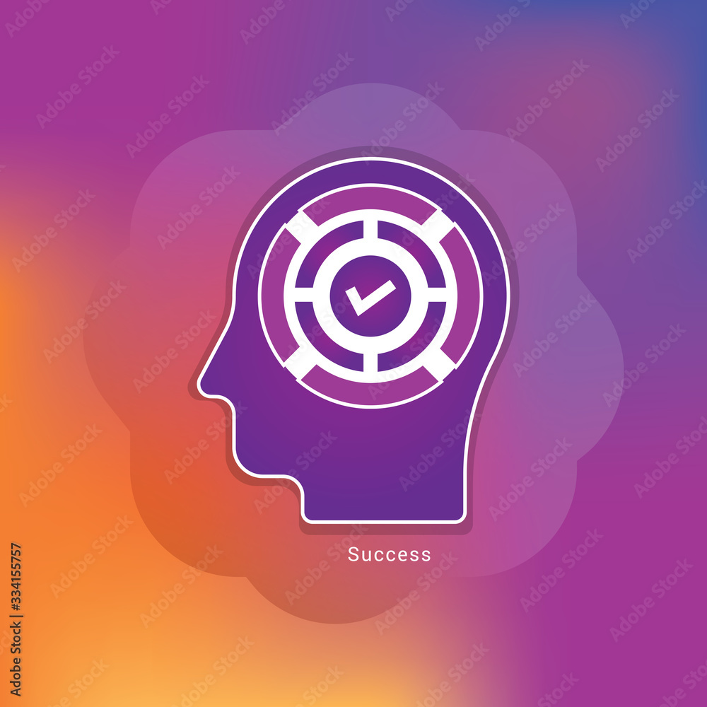 Success icon concept with human head Success icon concept with human head