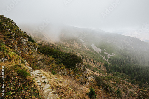 Fototapeta Naklejka Na Ścianę i Meble -  Beautiful autumn foggy Babia Gora