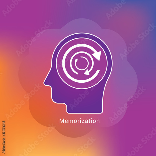 Fototapeta human head Memorization icon concept