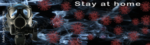 Quedate en casa y protegete
Ilustración que aconseja la protección necesaria para impedir el contagio del virus.
 photo